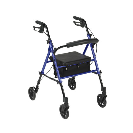 Drive Medical Adjustable Height Rollator w/ 6" Wheels, Blue rtl10261bl